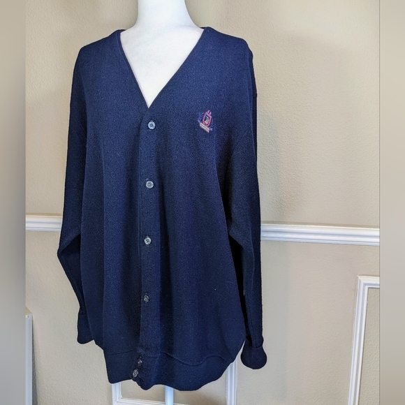 Izod Navy Cardigan Button Down Sweater - Picture 5 of 6